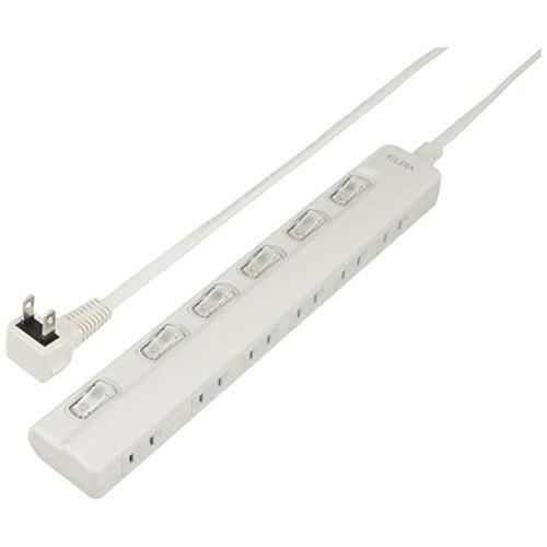 ELPA エルパ スイッチ付タップ LEDランプ 横挿し 6個口 1m WLS-LY61EB W
