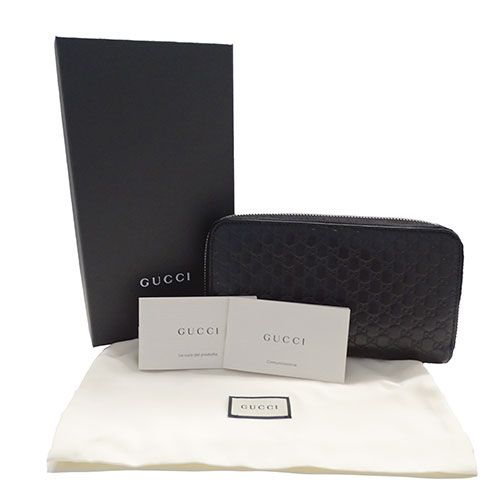 【希少色】Gucci GG マイクロシマ　ブラックレザー　長財布 GUCCI 新品 グッチ 長財布 ブラック 449391 BMJ1G 1000 マイクロ