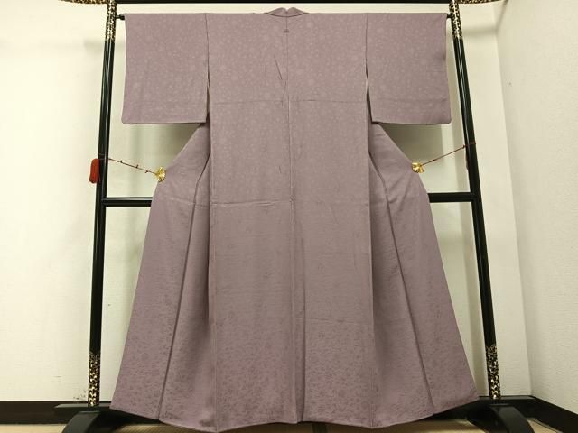 平和屋着物●上質な色無地 花唐草地紋 梅鼠色 正絹 AABC3349ph