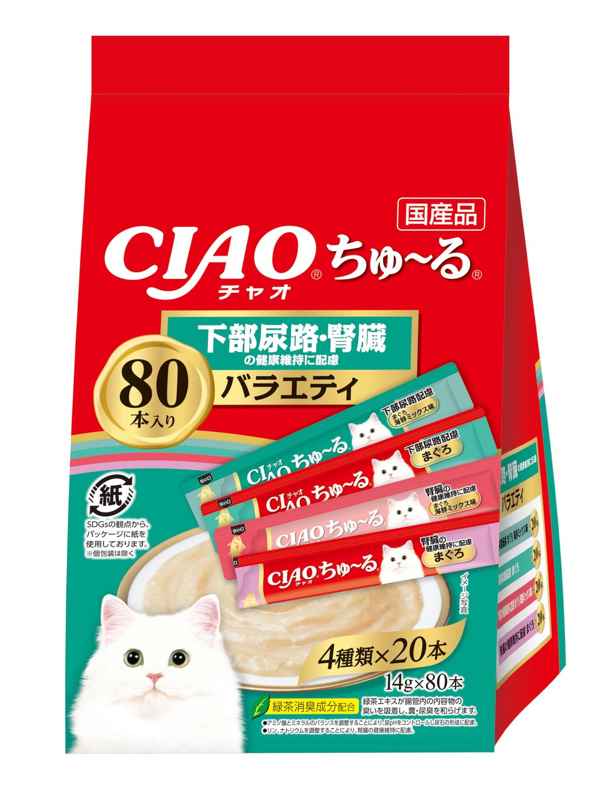 チャオ (CIAO) ちゅ~る 下部尿路・腎臓の健康維持に配慮バラエティ 80本 