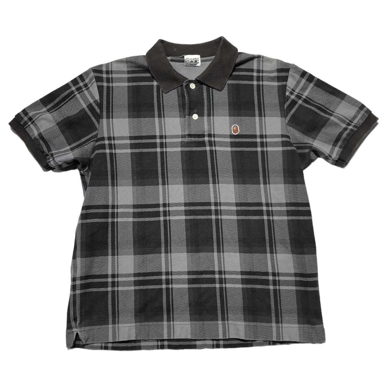 A BATHING APE チェック柄ポロシャツ M A BATHING APE(アベイシングエイプ) 00's One point logo check polo