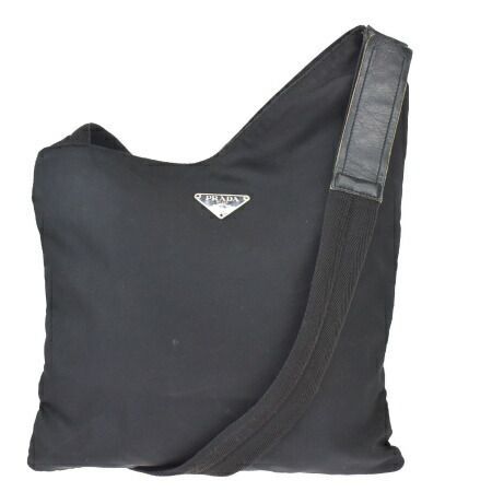 【中古】 プラダ PRADA 斜め掛け ショルダーバッグ ブラック ナイロン レザー 02MS842