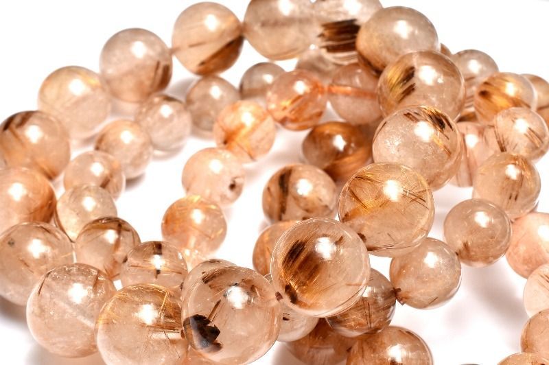 人気◇板状金針 タイガータイチンルチルクォーツ 12mm ブレスレット 1