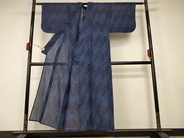 平和屋着物＊夏物 小千谷ちぢみ 菱文 証紙付き 麻 逸品 AABA2920jd