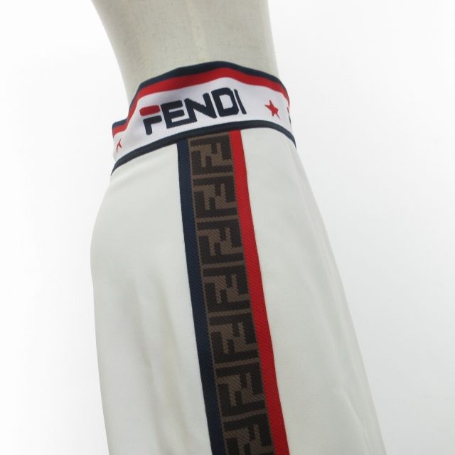 フェンディ FENDI ×フィラ FILA モノグラム ペンシルスカート タイトスカート ロング丈 ズッカ柄 FF柄 サイドライン ジャージ素材  イタリア製 白 ホワイト 44 約L FQ7018A5VB 1206 - メルカリ