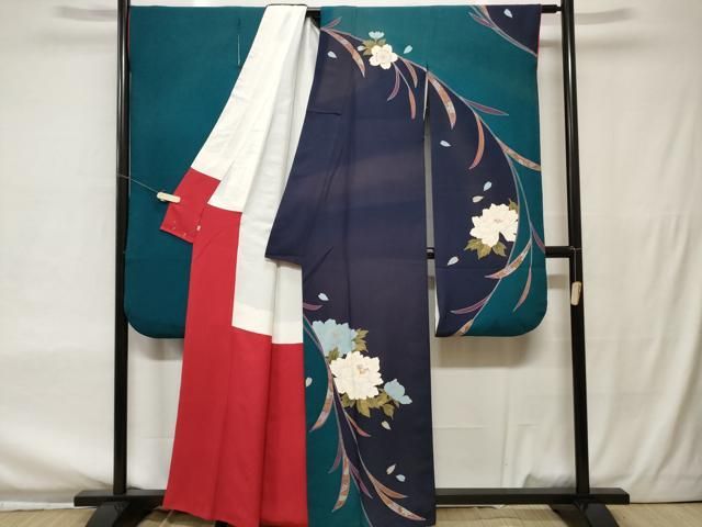 専用ページ振袖 正絹 上品な華やかさ 色味の良い花 袷 着物 U-1567 振袖レンタル 青柳 正絹 fg-341b フルセット一式 着物 人気