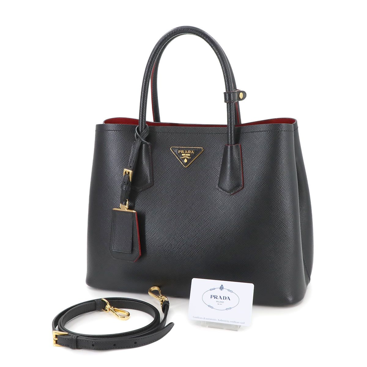 PRADA★ゴールド ロゴ サフィアーノ ドゥブレ ミディアム トート 408703-6.jpg