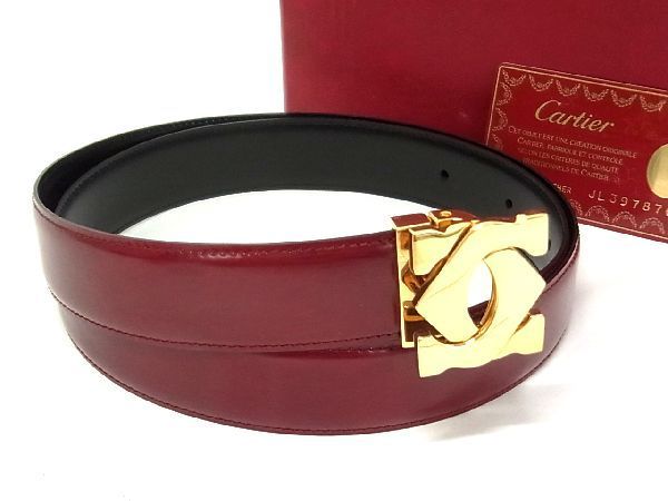 □極美品□ Cartier カルティエ 2Cロゴ レザー リバーシブル ベルト