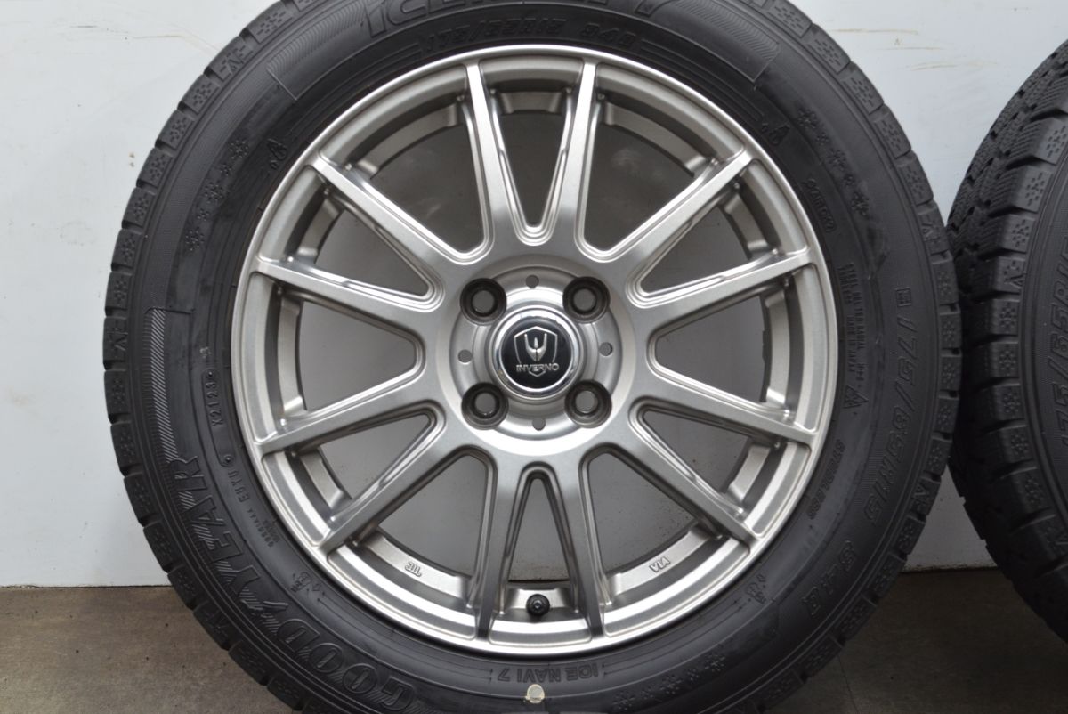 23年製バリ溝 INVERNO 15in 5.5J 42 PCD100 アイスナビ7 175 65R15 アクア ヴィッツ カローラフィールダー フィット キューブ 可 TRITUETUBI_COM