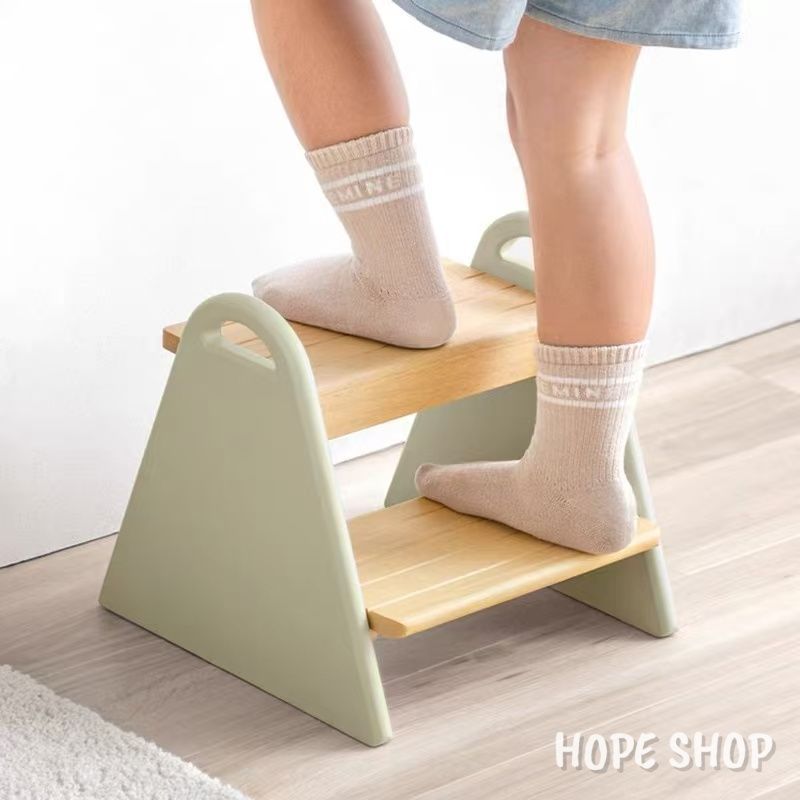 木製 天然木 2 段踏み台 キッズステップ 北欧おしゃれ キッチン 洗面所 トイレ兼用 子供手洗い補助