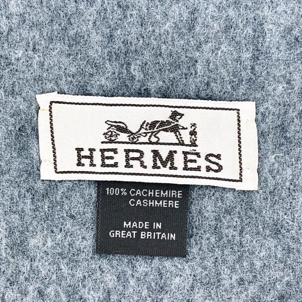 HERMES グレー フリンジ付きマフラー 中古】 HERMES エルメス レクトヴェルソマフラーグレーフリンジ
