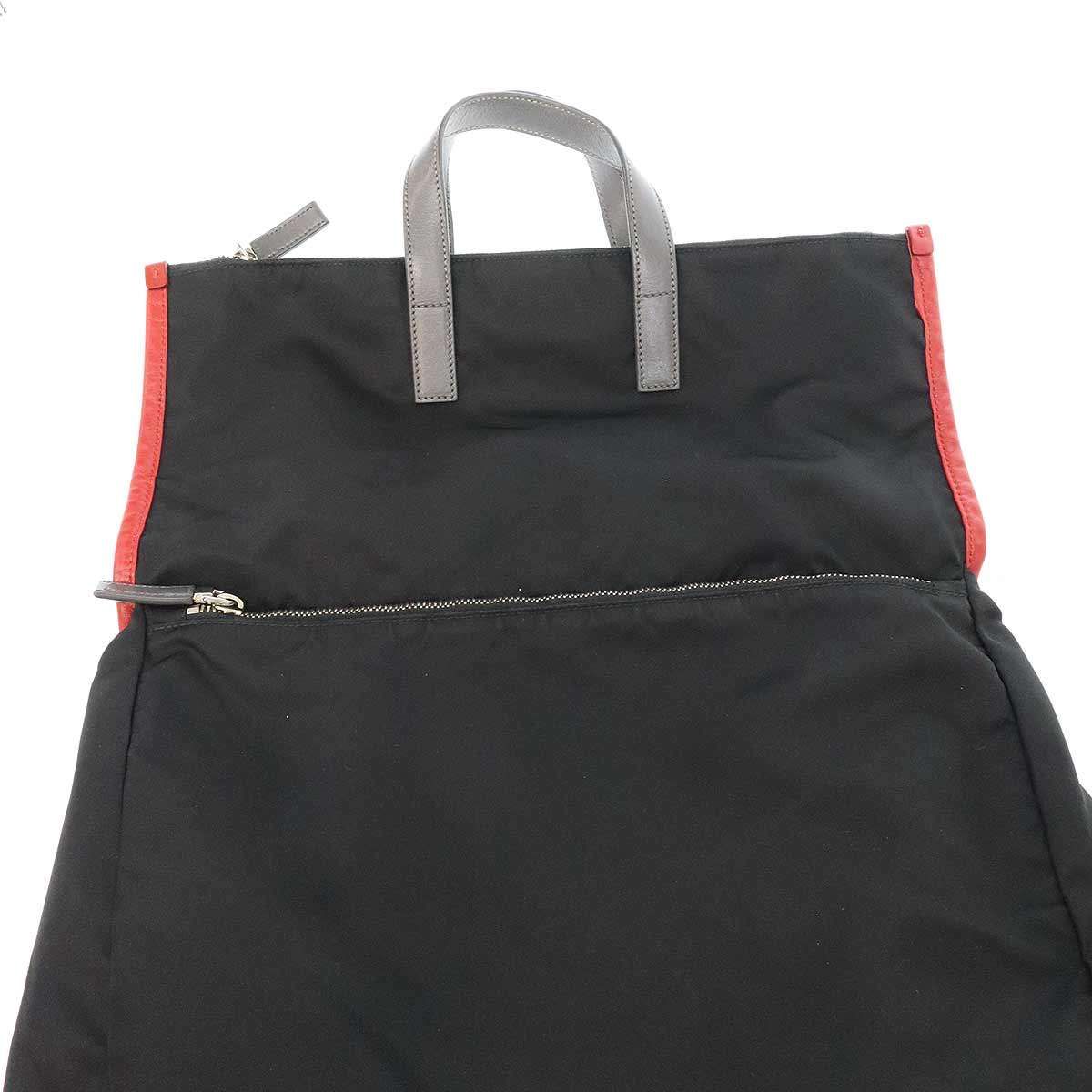 PRADA プラダ レザーコンビ2WAYナイロンバッグパック ブラック グレー
