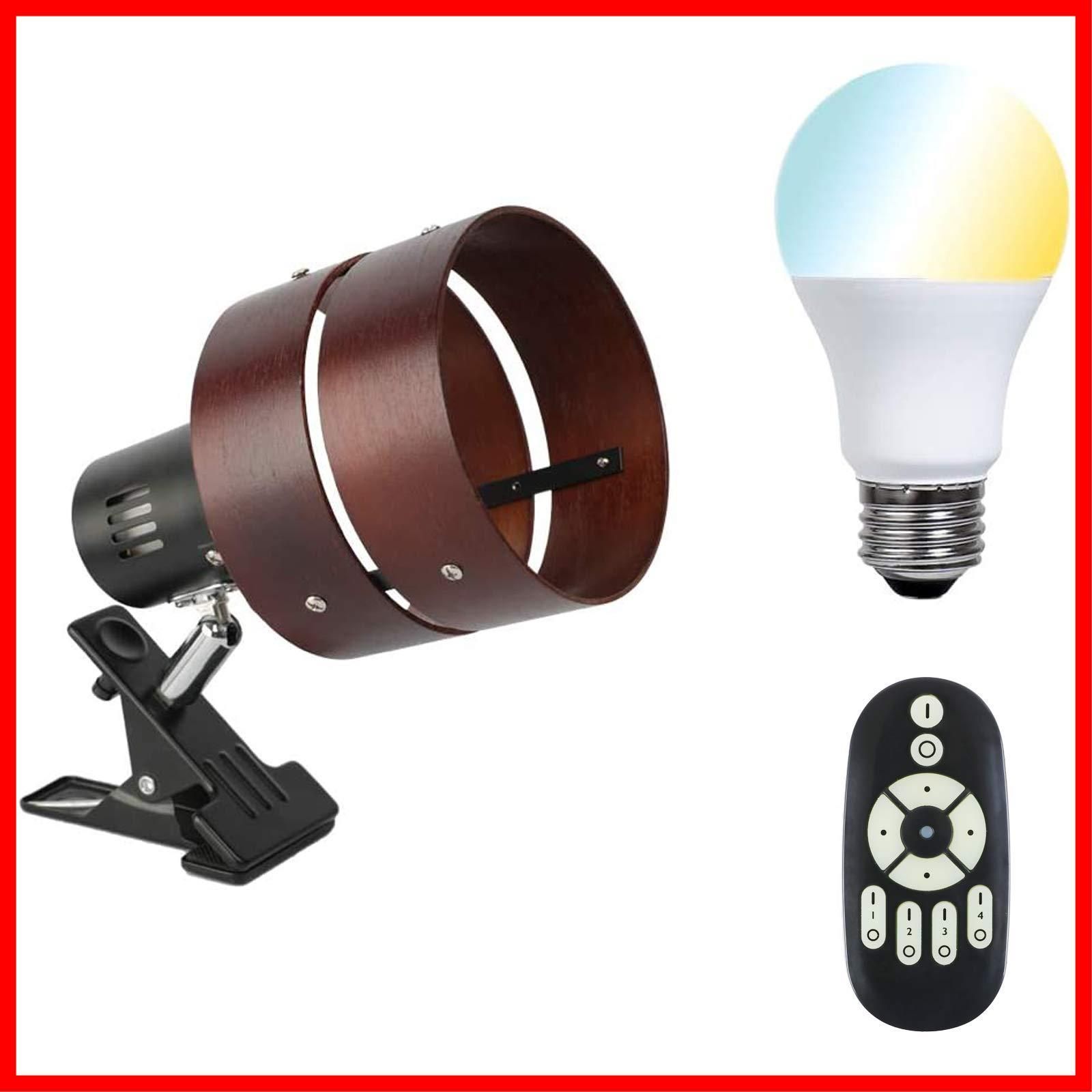 数量 クリップ 間接照明 電気スタンド スイッチ付き E 26 2環ウッドシェード ブラウン おしゃれ コンセント式 GT-SETTD-MQJZ-B-6 WT 2-Y インテリア照明 リモコン対応 作業ライト 調光調色LED電球40 W形付き リビング