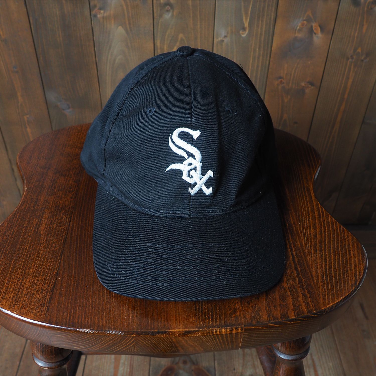 90s キャップ MLB White Sox ホワイトソックス ツバ裏グリーン ビンテージ ブラック