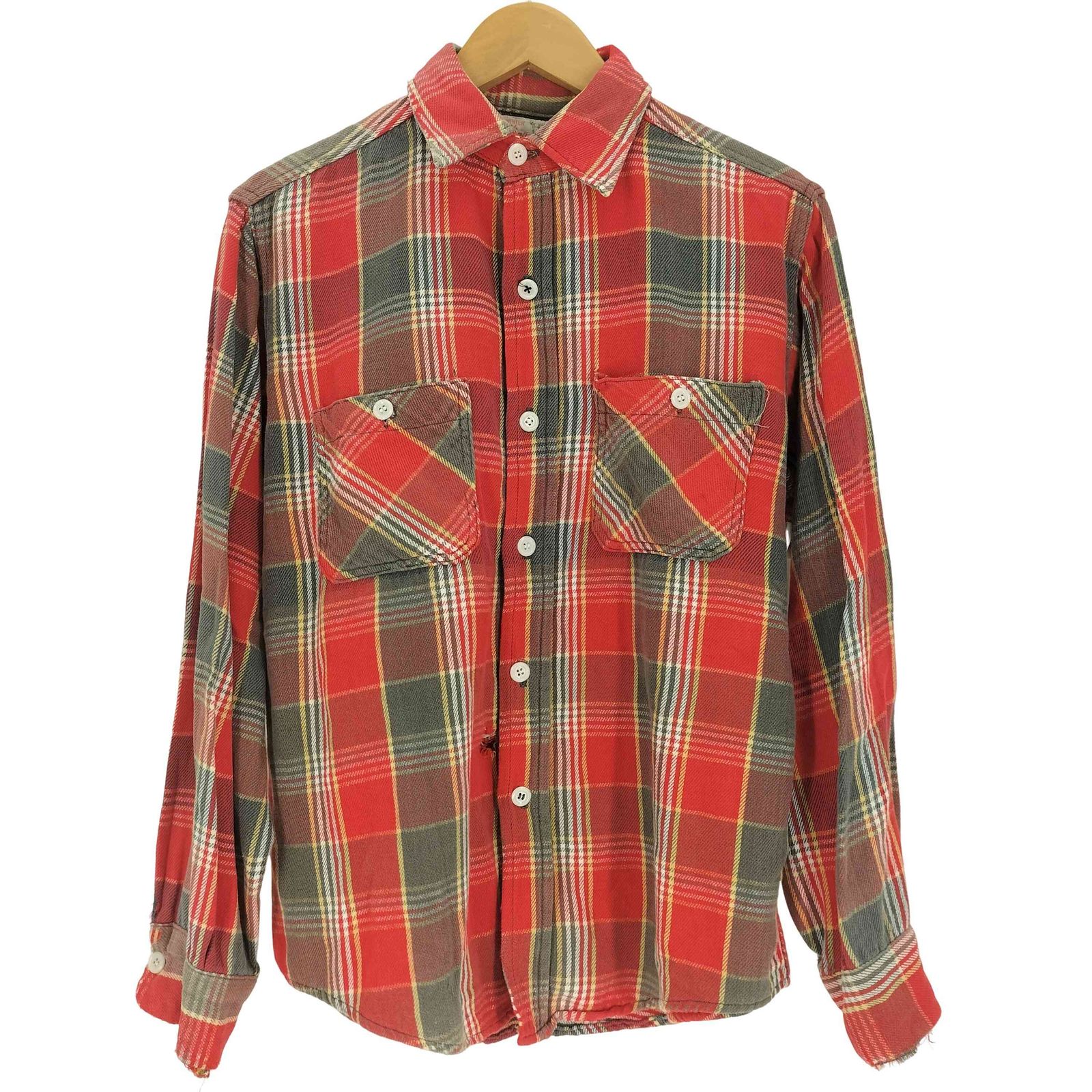 ▪️40's【WINTER KING】 VINTAGE SHIRT 格子柄p赤 黒 - メルカリ