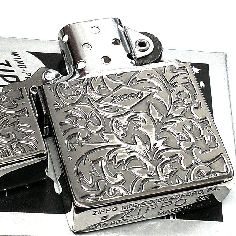 ZIPPO ライター ジッポ 1935 復刻レプリカ シルバー 燻し アラベスク