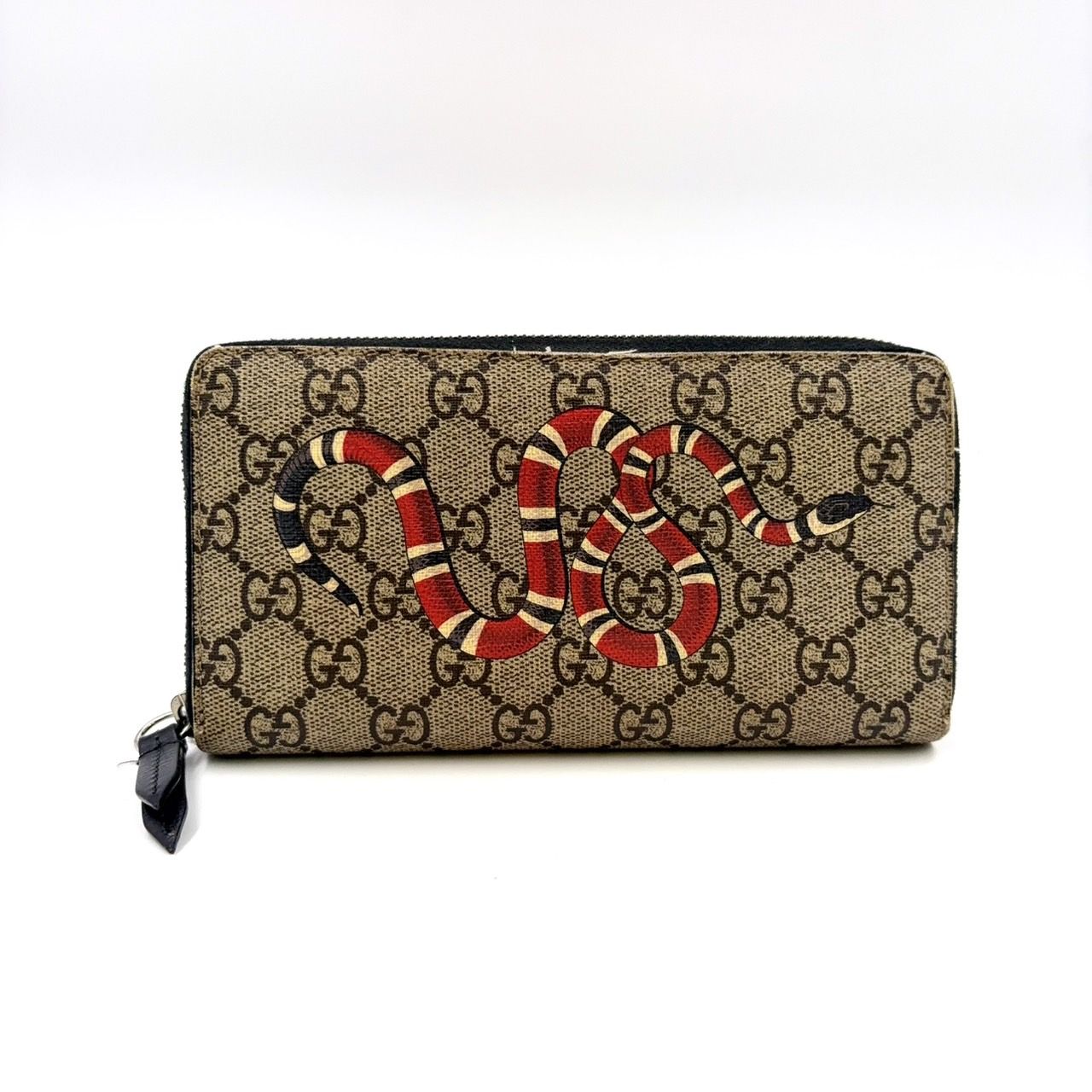 GUCCI キングスネーク 長財布 GGスプリーム PVC ブラウン 財布  