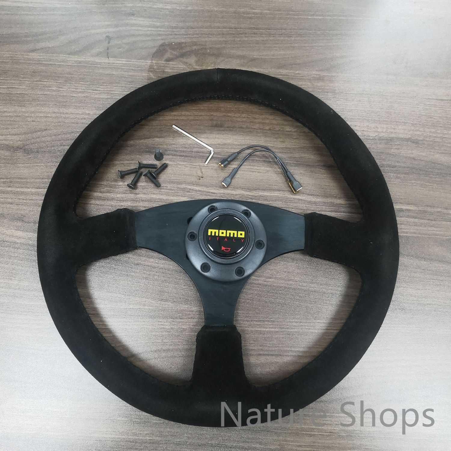 【新品未使用】MOMO モモ ステアリング ハンドル本体 磨き砂 14インチ350MMレース race カスタム 車 競技 ブラック spucp24