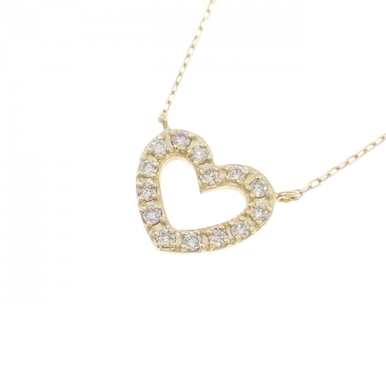 綺麗！輝き天然ダイヤモンド0.10ct  ハート k14WGペンダント 美品！ ネックレス K10WG ホワイトゴールド オープンハート