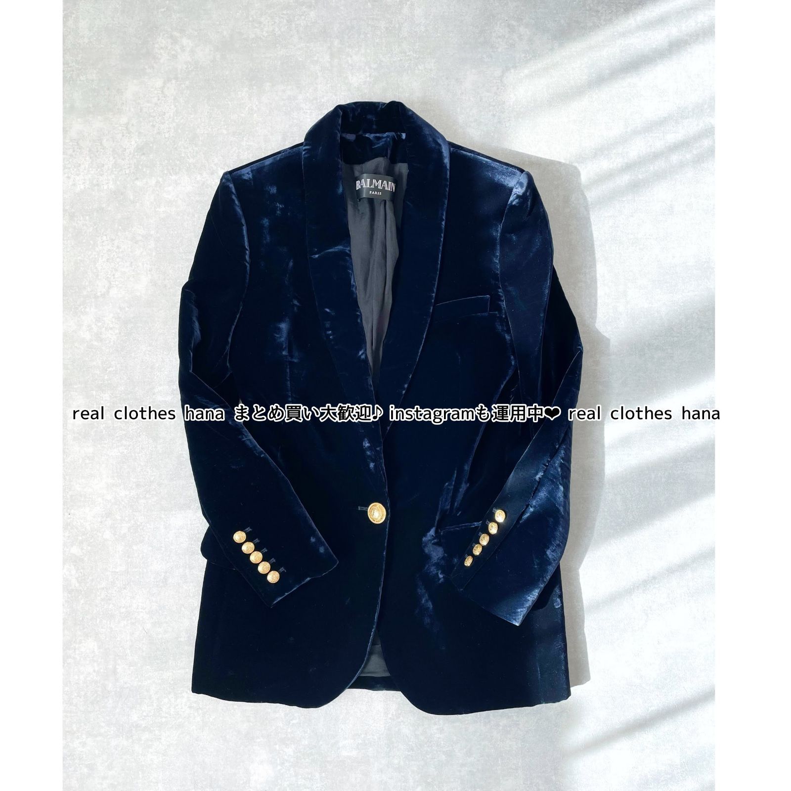 2281　BALMAIN ベロアジャケット　テーラードジャケット　金ボタン　L