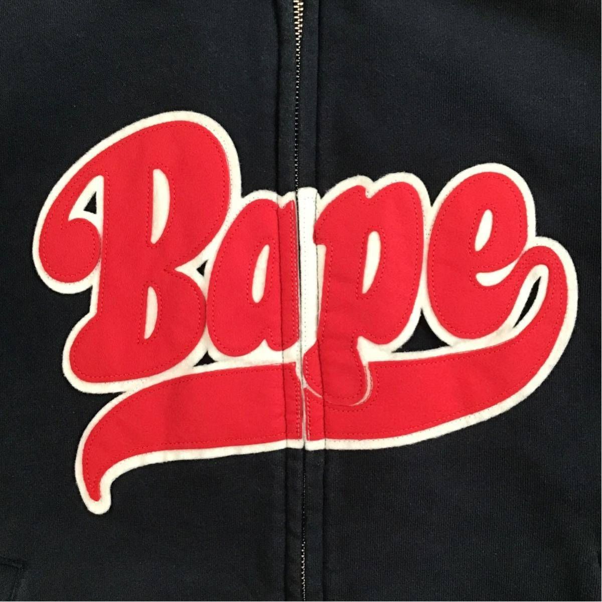 BAPE LOGO スウェット ブルゾン Mサイズ ネイビー a bathing ape navy 