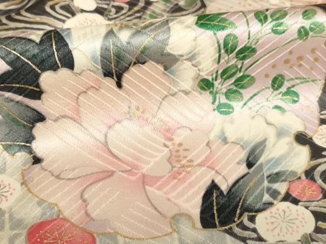 ※Senページ：A-1459 小紋着物 正絹 金彩 雪輪 花鳥紋 未使用品 平和屋着物□上質な小紋 雪輪花文 暈し染め 金彩 やまと誂製