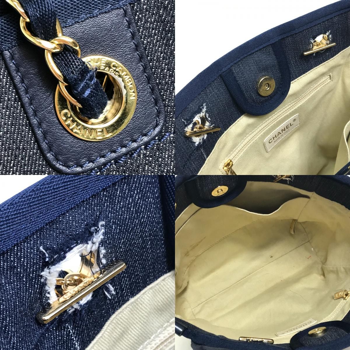 CHANEL ドーヴィルPM デニム シャネル ドーヴィルPM チェーン トートバッグ ショルダーバッグ