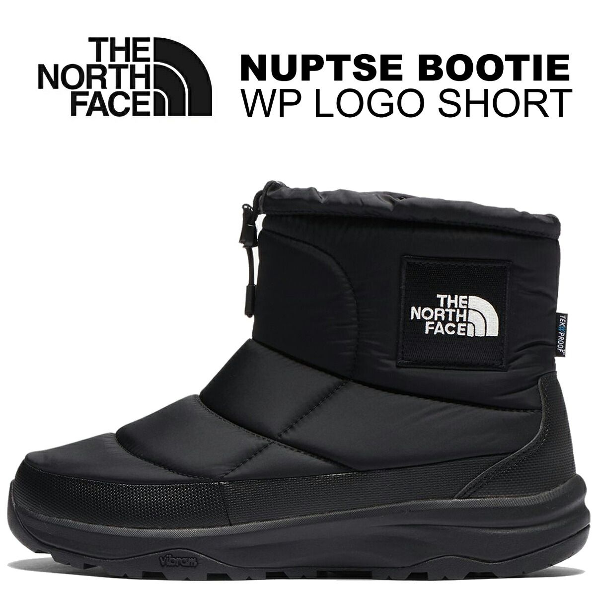 ザ ノース フェイス ヌプシ ブーティー WP ロゴ ショート ブラック ホワイト THE NORTH FACE NUPTSE BOOTIE WP LOGO SHORT TNF BLACK|TNF WHITE nf52280-kw