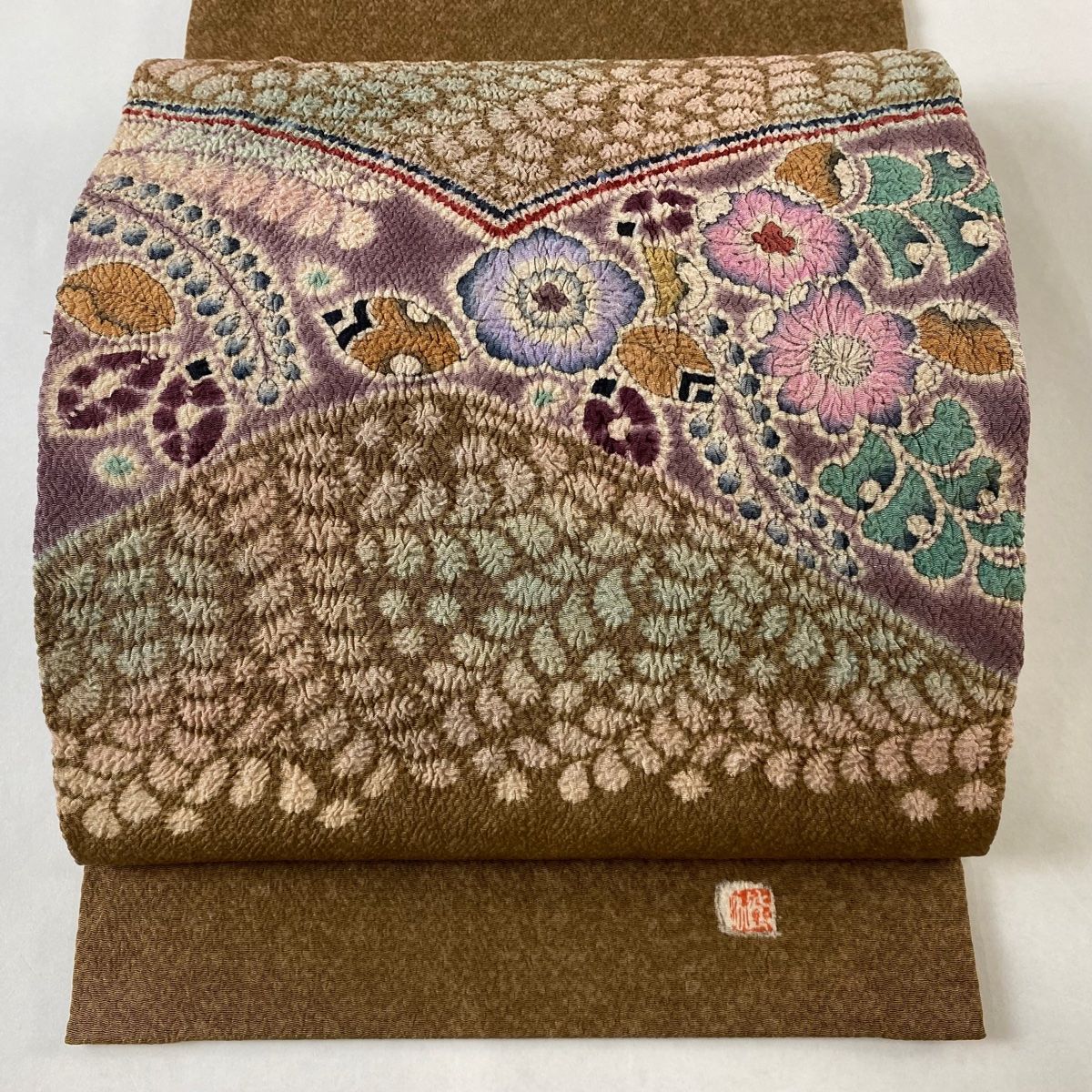 開き名古屋帯 逸品 落款 辻が花 茶色 正絹 【中古】 - メルカリ