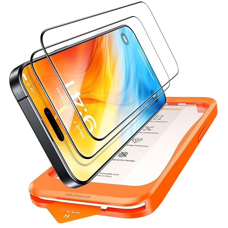 TORRAS 圖拉斯UPRO Ostand MagSafe支架防摔手機殼for iPhone TORRAS iPhone 16 用/iPhone15用 ガラスフィルム 航空宇宙材料 米軍No.1規格 ガイド枠全面保護 10倍強化極細縁 さらさら 貼り付け簡単 指紋防止 9H越え 耐衝撃 2枚 アイフォン16 /15 用 保護フィルム Glass