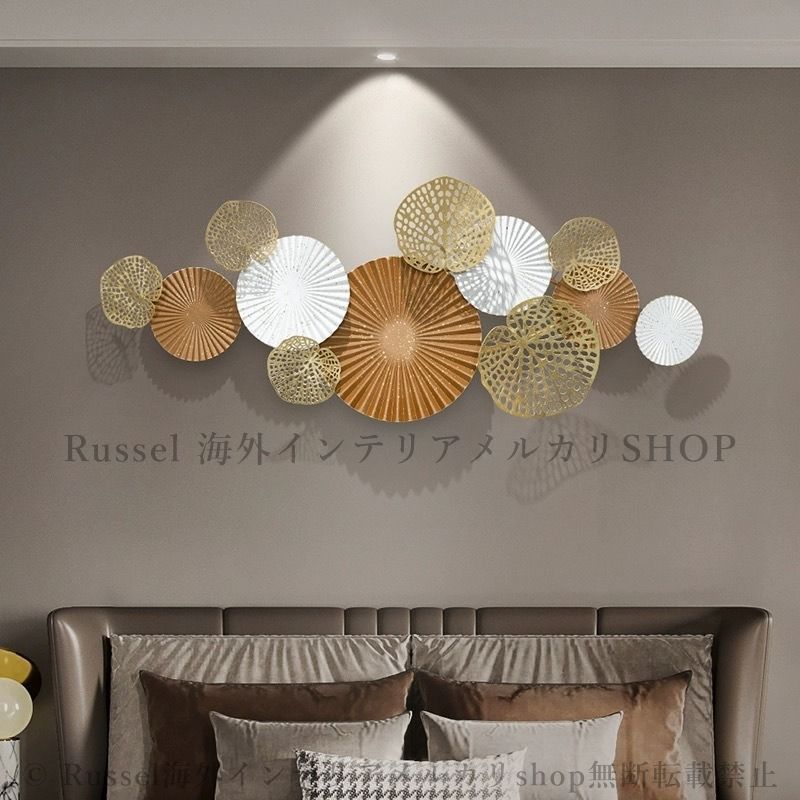 壁掛けオブジェ ウォールデコレーション アイアン アート レトロ風 大きい リビングルーム ダイニングルーム レストラン ショップ ゴールド グレー ホワイト 8-14