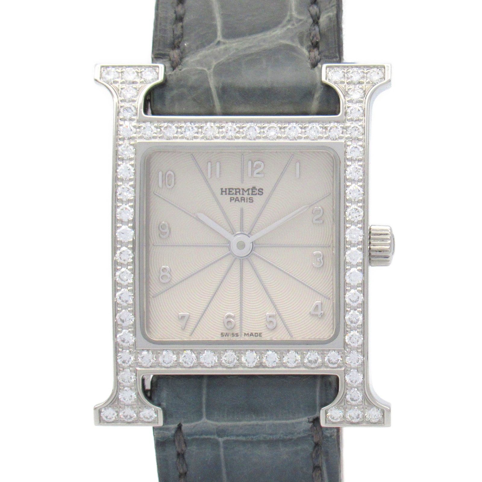 エルメス HERMES 腕時計 Hウォッチ ダイヤベゼル HH1.230 シルバー 