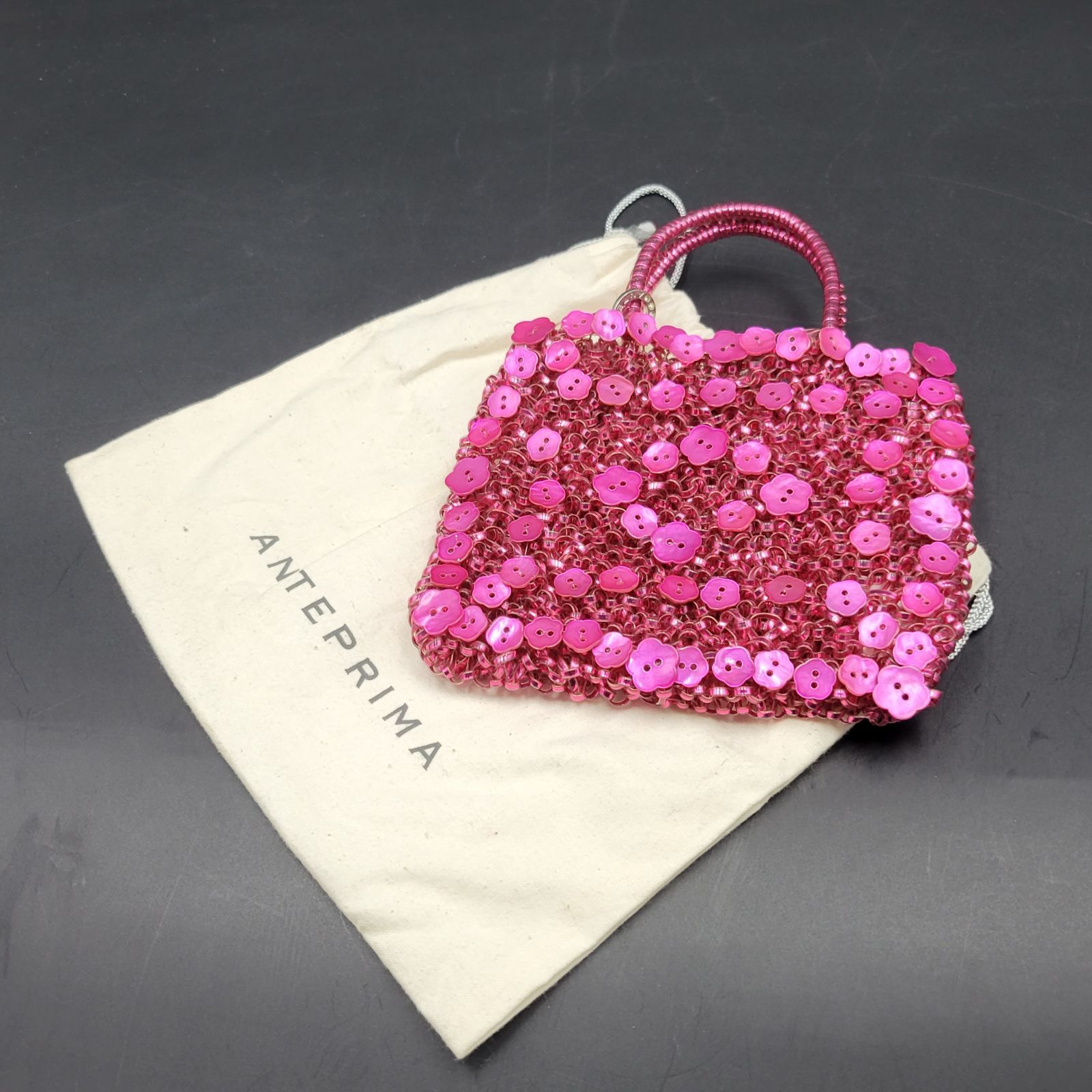 1 アンテプリマ ANTEPRIMA ミニ ワイヤーバッグ ビーズバッグ ピンク  