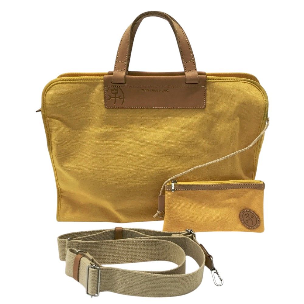 【美品】 カステルバジャック 2way ブリーフケース イエロー カード付き カステルバジャック 2way ブリーフケース イエロー カード付き