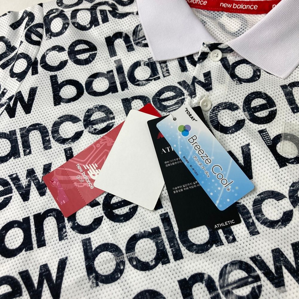 【新品本物】 サイズ 6 NEW BALANCE GOLF ニューバランス 半袖メッシュポロシャツ 総柄 ホワイト系 240101523292 ゴルフウェア メンズ ストスト チャンス