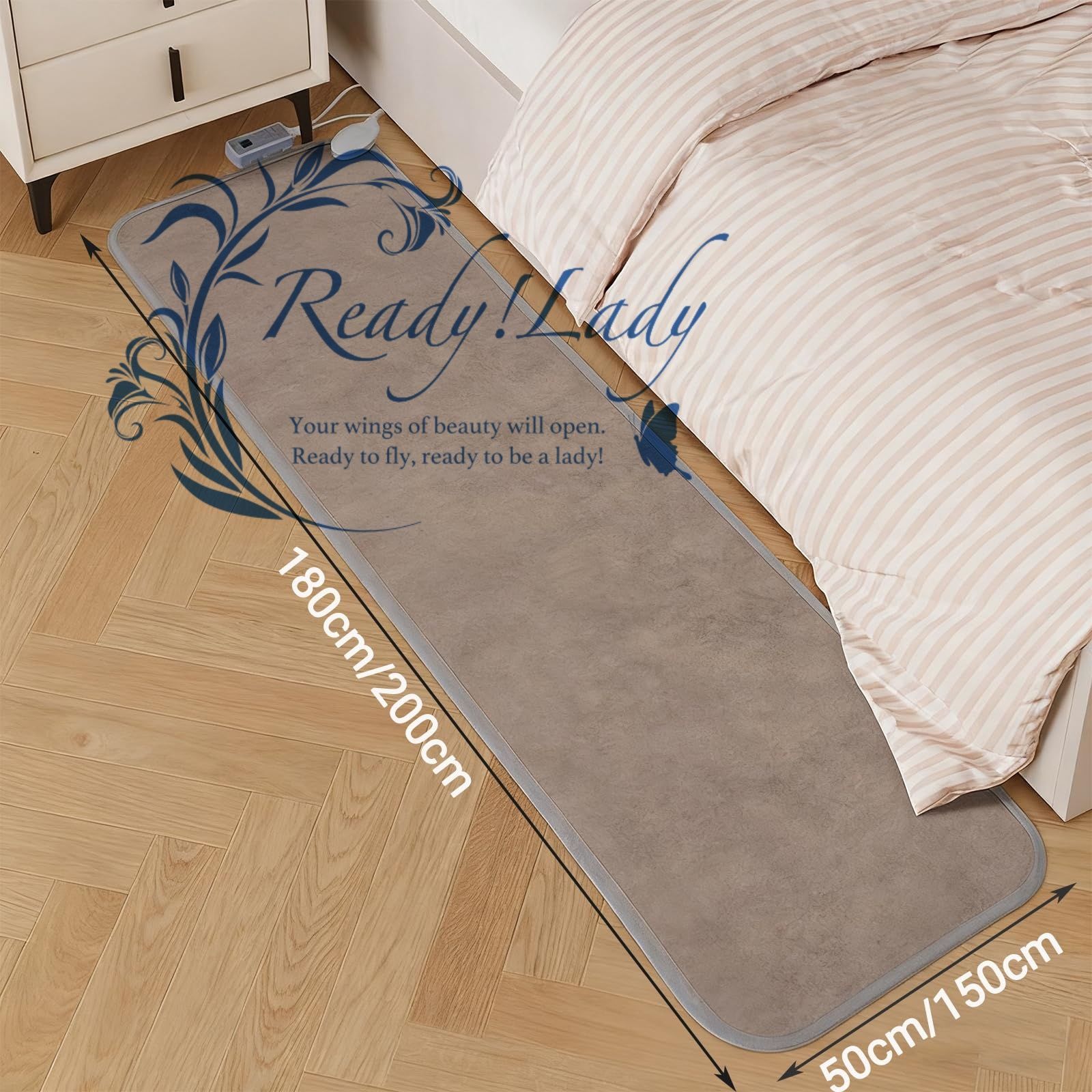 デスク下の加熱床マット 足元を温めるための電気ヒーター エネルギーを節約するカーペットパッド 電気加熱エリアラグ ヨガ用の床ヒーター large