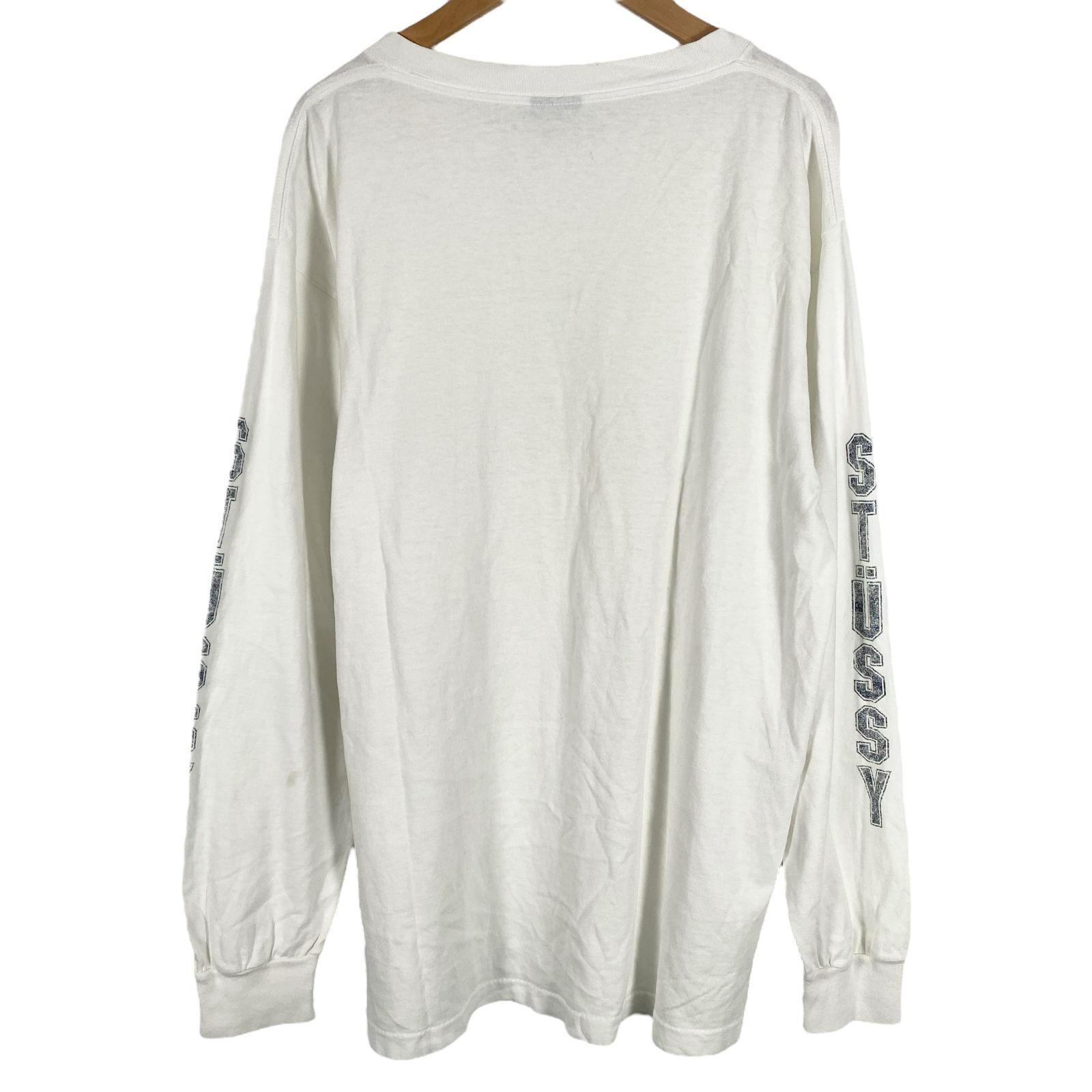 USA製 90s STUSSY ステューシー Tシャツ 長袖 ロンT ロゴ 白 ホワイト