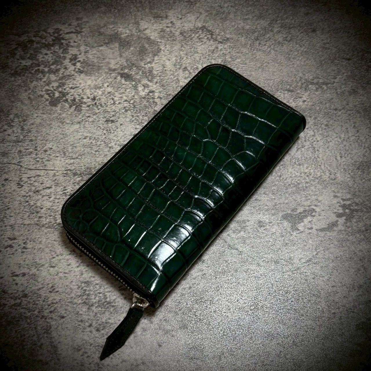 クロコダイル × パイソン メンズ財布 長財布 シャイニング加工 一枚革 