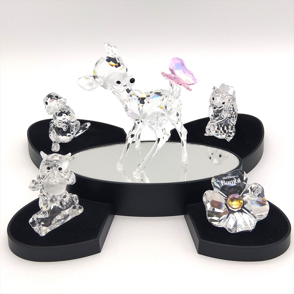 SWAROVSKI - スワロフスキー SWAROVSKI ディズニー BANBI バンビ セット オブジェ 置物 943951 クリア 台座付き【中古】 スワロフスキー SWAROVSKI ディズニー BANBI バンビ セット