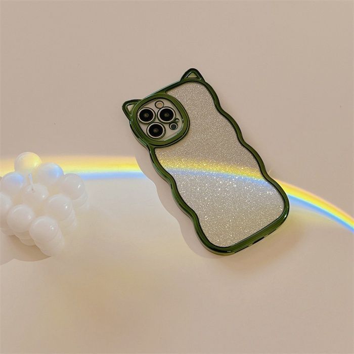 iPhoneケース ラグジュアリー 電鍍 スパークル キャットイヤー
