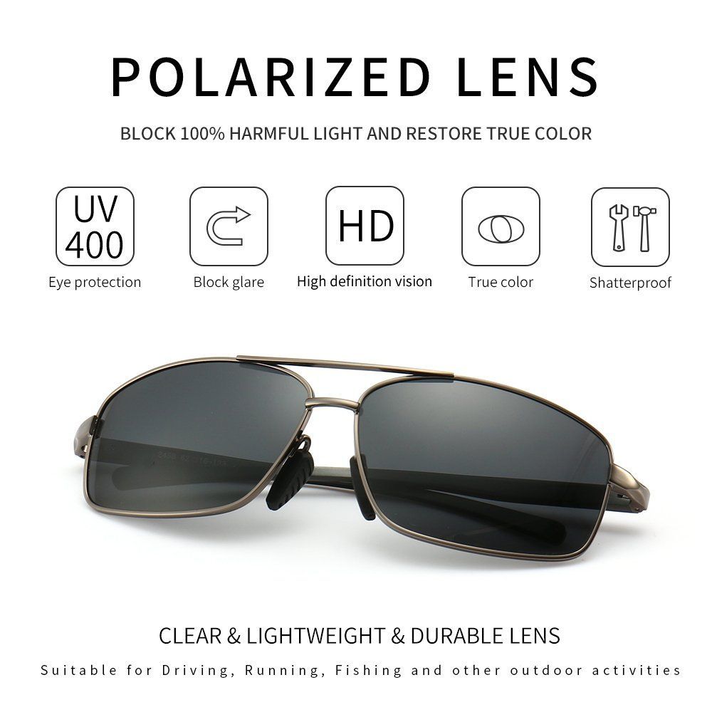 SUNGAIT 超軽量 角型 メンズ偏光サングラス UV400カット メタルフレ ...
