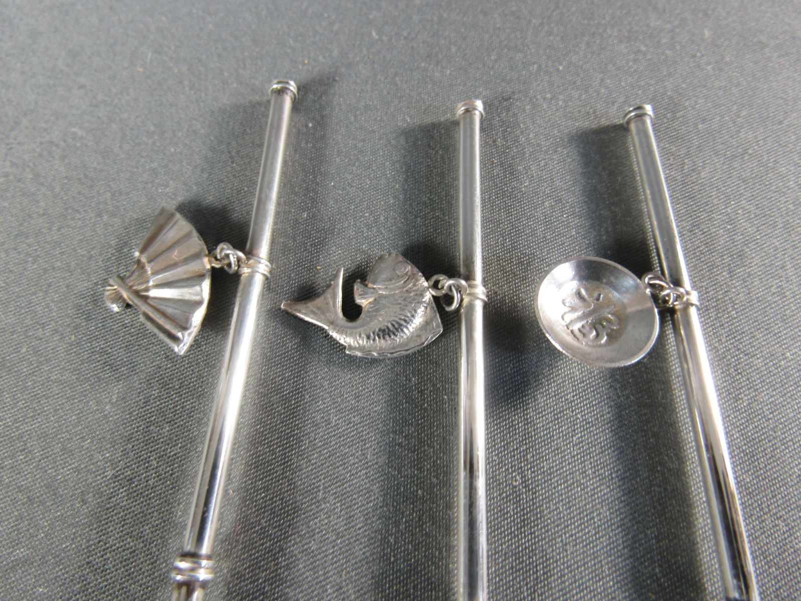 ストロースプーン 純銀 STERLING SILVER マーカー付 ３本