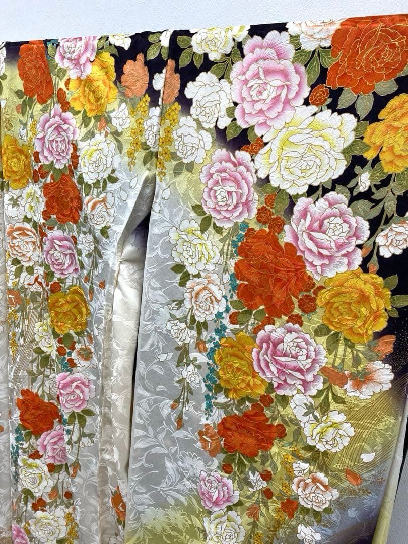 振袖 仮絵羽 桂由美 ラメ刺繍 金彩 紋意匠 正絹 未仕立て品 八掛付き