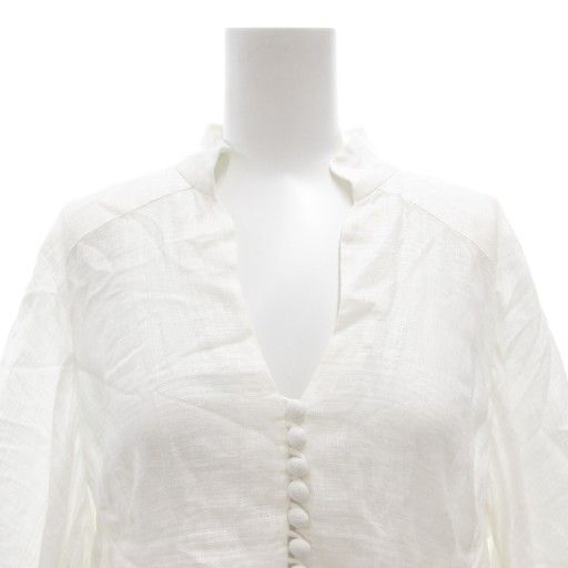  マメクロゴウチ Mame Kurogouchi リネンチュニック ブラウス 長袖 キーネック チェック 1 白 ホワイト GV GY 19 長袖 チュニック