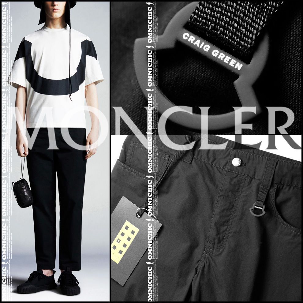 安心の 正規品 1 MONCLER GENIUS CRAIG GREEN モンクレール ジーニアス クレイグ グリーン 合わせやすい 伊製 ブラック パンツ size46