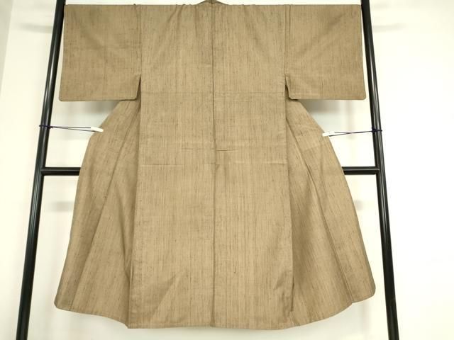 平和屋着物▽男性 紬 単衣 朽葉色 正絹 DAAX3099az