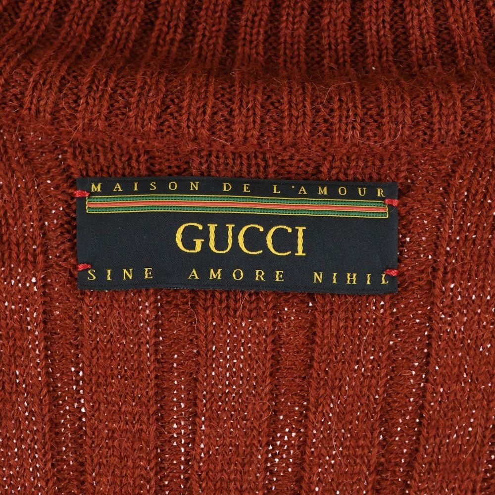 GUCCI グッチ タートルネックセーター リブニット バックロゴ オレンジ