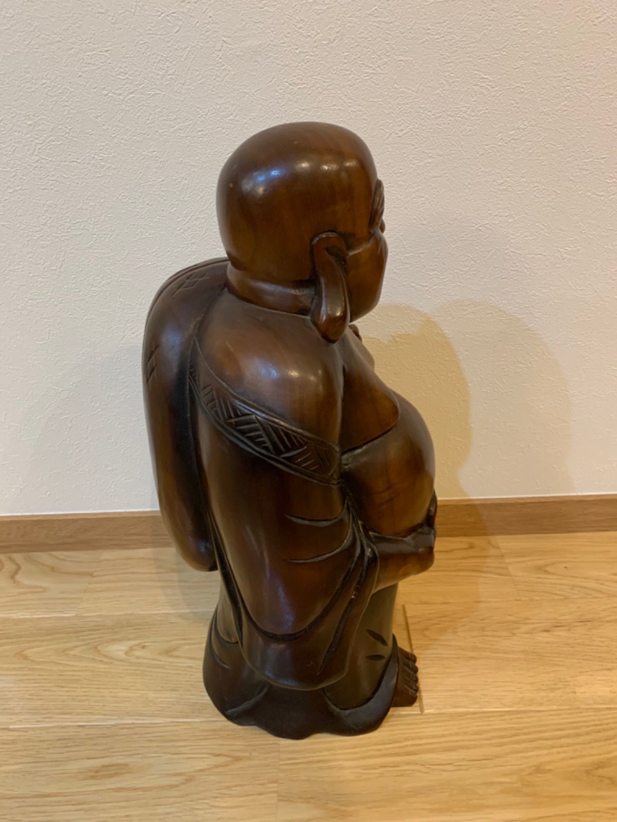 自然木彫刻『布袋尊』木製彫刻/ 布袋様 弥勒菩薩の化身 七福神の一神
