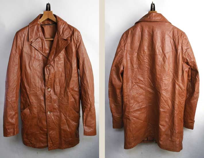 1970年代 レザー チェスターコート XXL 相当 レザージャケット メンズ 本革 革ジャン ライダース コート 古着 レディース ヴィンテージ ビンテージ アメカジ バイカー 70年代 70 s 70s ファイトクラブ