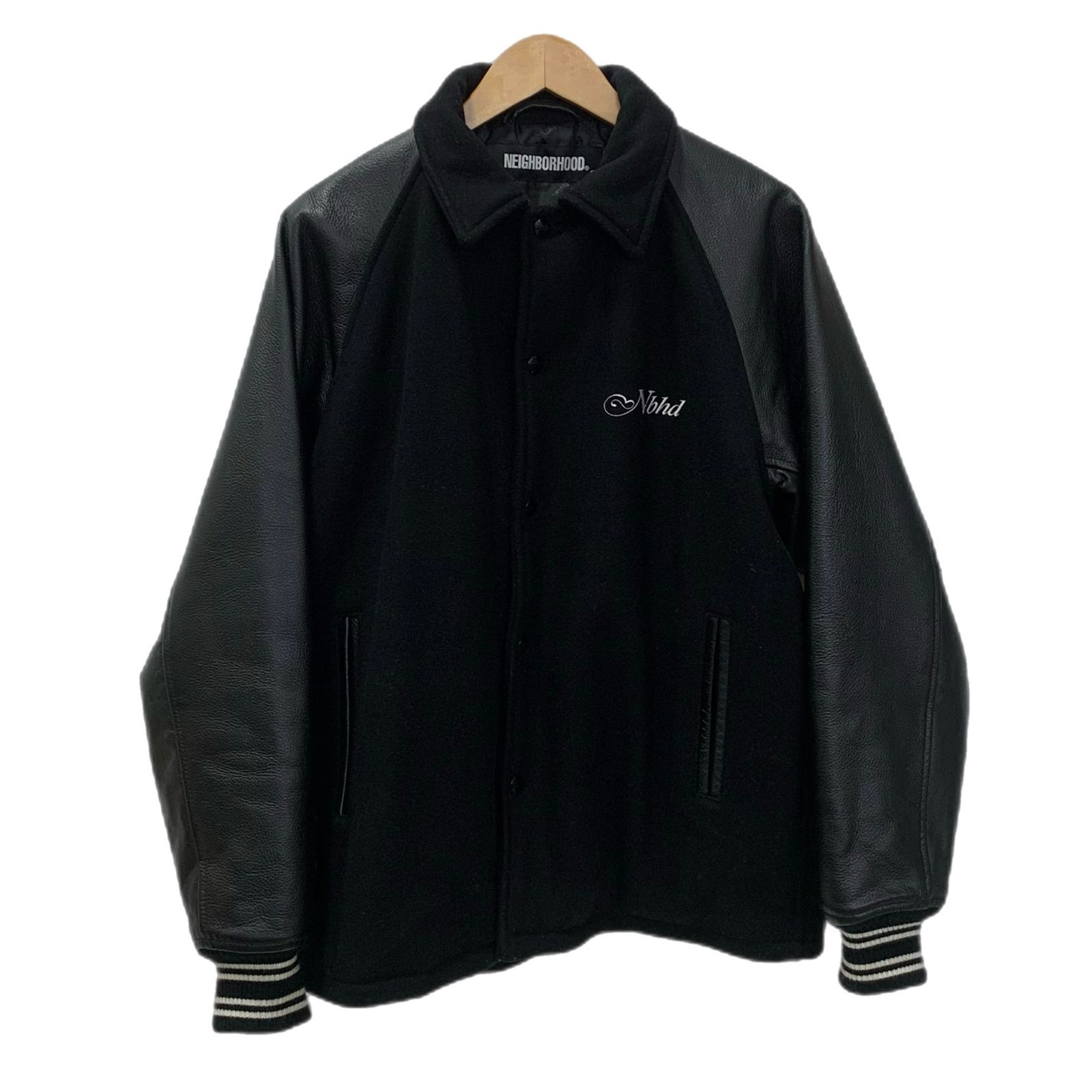 ネイバーフッド NEIGHBORHOOD 21AW CLUB WCL-JKT 袖レザー スタジャン 